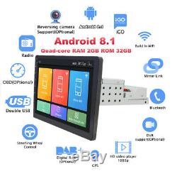 10.1 1Din Android 8.1 Touch Screen Quad-core 2GB32GB Car Stereo Radio GPS Nav