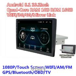 10.1 1Din Car MP5 Player Bluetooth Stereo Radio GPS WiFi Mirror Link DAB OBD