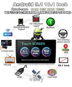 10.1 2Din Android 9.1 Car 1080P Quad-core Touch Screen Stereo Radio Wifi GPS