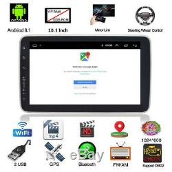 10.1 Android 8.1 1Din Car Stereo GPS Wifi Radio 4-CORE Mirror Link Touch Screen