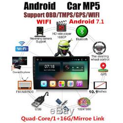 10.1'' Touch Screen Android 7.1 1DIN Car Stereo Radio Player GPS Navigation Wifi