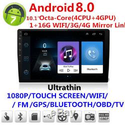 10.1 Ultra-thin Android 8.0 Octa-Core 4CPU4GPU 1+16G Car Stereo Radio GPS Wifi