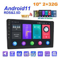 10 2+32G Android 11 Double Din Head Unit Car Stereo Radio GPS Navi Bluetooth