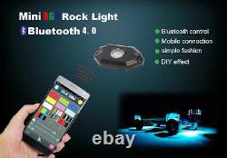 12pcs RGB LED Rock Lights Offroad SUV Truck ATV Music Wireless Bluetooth Control