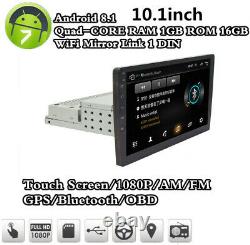 1Din 10.1 Android 8.1 Quad-core Car Stereo GPS Navigation Radio Player WIFI