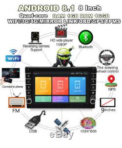 2Din 8 Android 8.1 1080P Touch Quad-core 1+16GB Car Stereo Radio Player GPS Nav