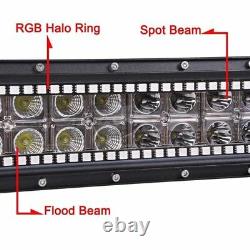 3/4/14/20/22/32/42/50INCH RGB HALO CHASING LED LIGHT BAR Pods Wireless Bluetooth