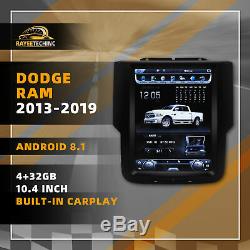4+32GB Android8.1 Tesla Style Car GPS Radio Carplay For Dodge Ram 1500 2013-2019