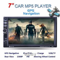 7 2 Din In-dash Car Stereo MP3 Audio Radio Player Bluetooth GPS Navigation AUX