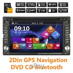 7 Colors GPS Navigation 2Din HD Car Stereo DVD CD Player FM Bluetooth Radio iPod