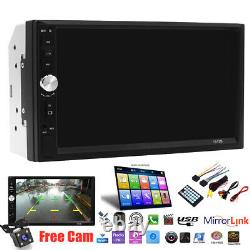 7 Double 2 DIN Car MP5 Player Bluetooth Touch Screen Stereo Radio With Camera