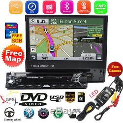 7 Single 1Din Car Radio Stereo DVD Player GPS Navigation With Map Bluetooth+Cam