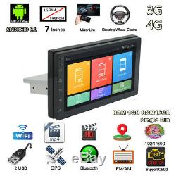 7Single Din Android 8.1 Quad-Core 1+16GB Car Stereo Radio GPS WiFi 3G/4G Player