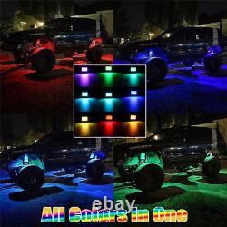 8x RGB LED Rock Light Wireless Bluetooth APP Control Under Body Car Offroad Lamp