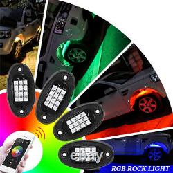 8x RGB LED Rock Light Wireless Bluetooth APP Control Under Body Car Offroad Lamp