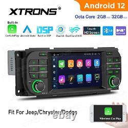 Android 12 DSP Car GPS Stereo Radio BT DAB+ For Jeep Dodge Ram Chrysler Car Play