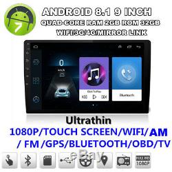 Android 8.1 2Din 9HD 1080P Quad-Core 2+32G Stereo Radio Wifi Car GPS Navigation
