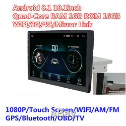 Android 8.1 HD 10.1inch Single 1DIN Car Stereo Radio Player WIFI GPS Mirror Link