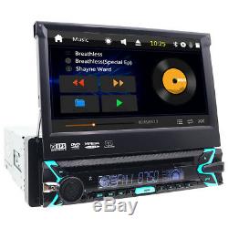 Backup Camera+ GPS Single 1Din Car Stereo Radio CD DVD Player Bluetooth with Map