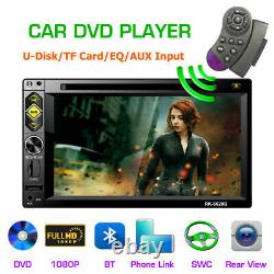 Bluetooth Car Stereo DVD CD Player 6.2 2Din Radio FM AUX Steering Wheel Control