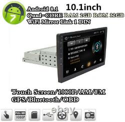 Camera &1Din Android 8.1 10.1 1080P Car Player Stereo Radio GPS Wifi Quad-Core