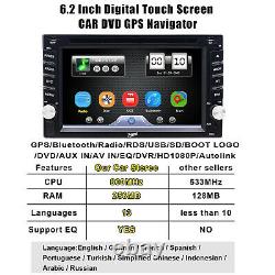 Car Stereo Radio DVD CD MP5 Player 6.2 Touch Screen Bluetooth 2DIN + Rear Cam