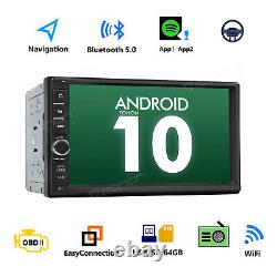 Double Din 7 Android 10 2GB RAM Car Stereo Radio GPS 4G WIFI OBD2 Multimedia BT