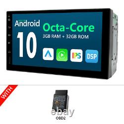 OBD+Double 2Din 7 8Core Android 10 Car Play Stereo GPS Navi FM Radio BT WIFI 4G