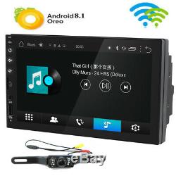 Quad-Core Head Unit 2Din 7Android 8.1 Car Stereo GPS Radio HD SD AUX USB+Camera