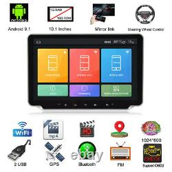 Rotatable 2Din 10.1 Car Player Stereo Android 9.1 Wifi Bluetooth GPS Nav Radio
