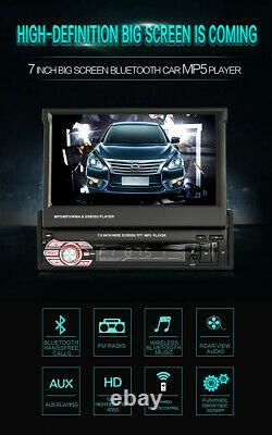 Single 1Din Flip Car Stereo Radio 7in HD Touch Screen FM Bluetooth MP5 Player